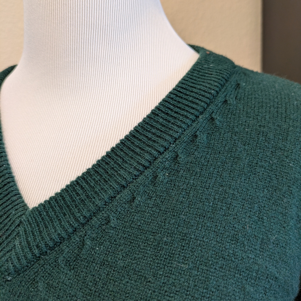 Pendleton 100% Lambswool V-Neck Sweater Green Siz… - image 3